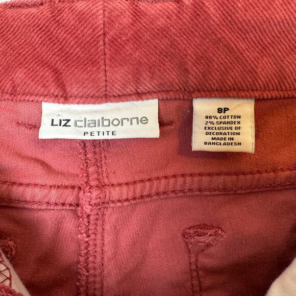 Liz Claiborne Corduroy Straight Leg Pants Rose Size 8P EUC - Picture 4 of 6